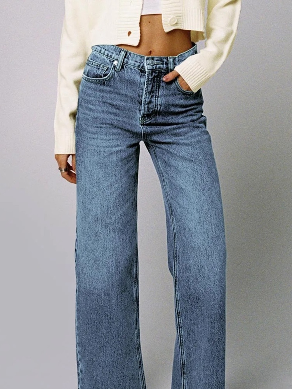 Princess Polly Straight Leg Button Fly Blue Jeans Size 2